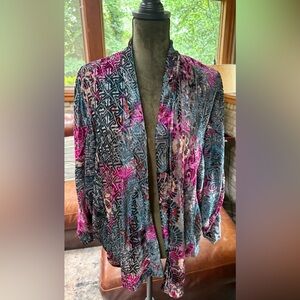 Anthropologies Elevenses Pink and Blue Patterned Cardigan
